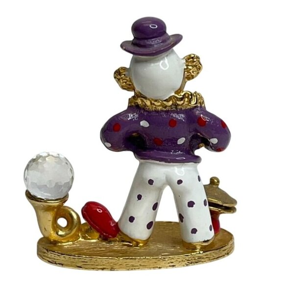 Spoontiques KM4336 Gold Plated Pewter Clown Figurine Enamel Crystal Collectible - Picture 3 of 5